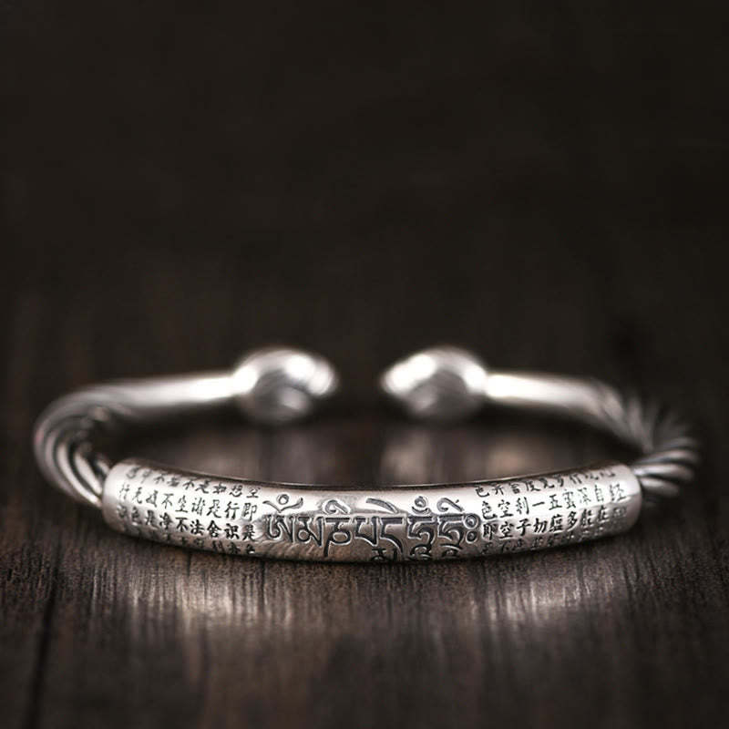 Tibetan Om Mani Padme Hum Heart Sutra Purity Cuff Bracelet