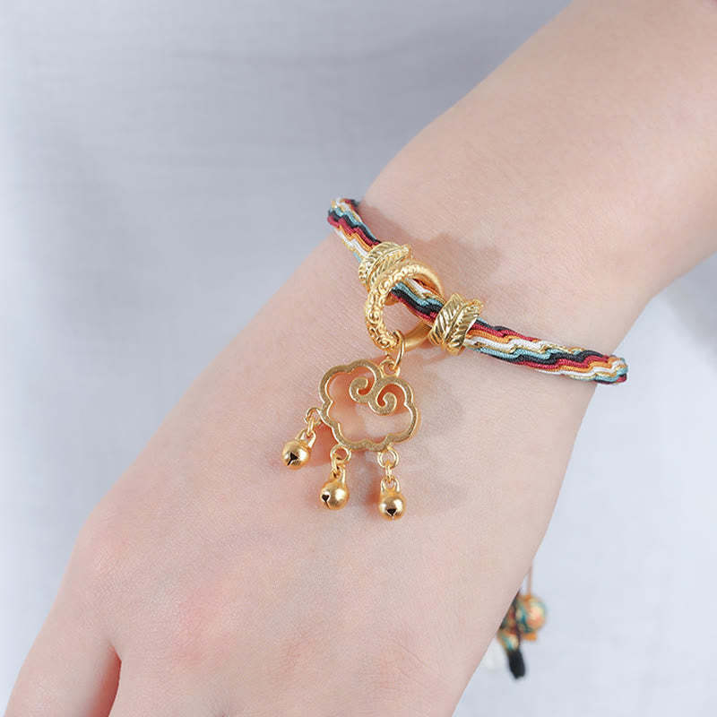 Handmade Dunhuang Color Deer Auspicious Cloud Peace Lock Bell Healing Reincarnation Knot Bracelet