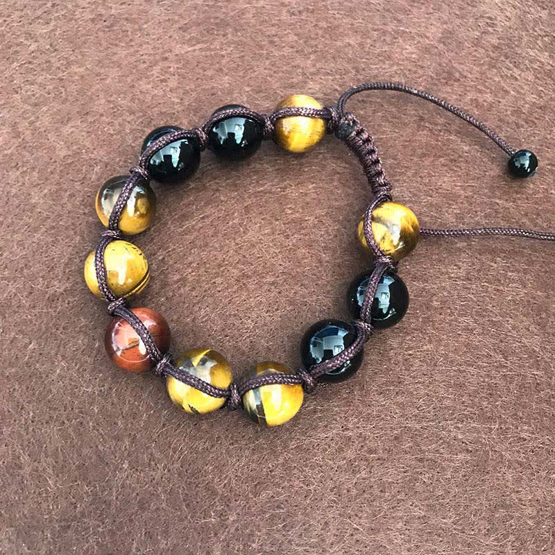 Lava Rock Tiger Eye Stone Support Healing String Bracelet