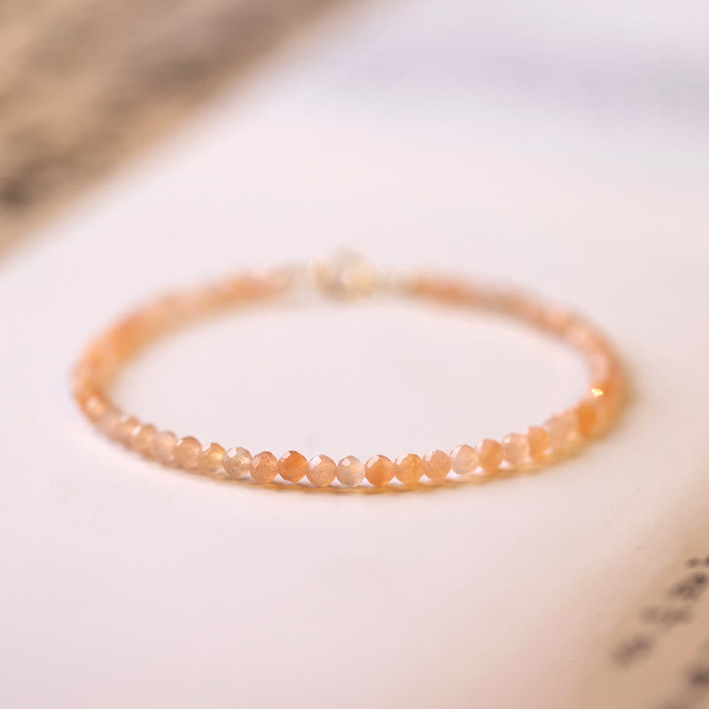 3mm Sun Stone Ultra-thin Beads 14k Gold Plated Copper Wealth Bracelet