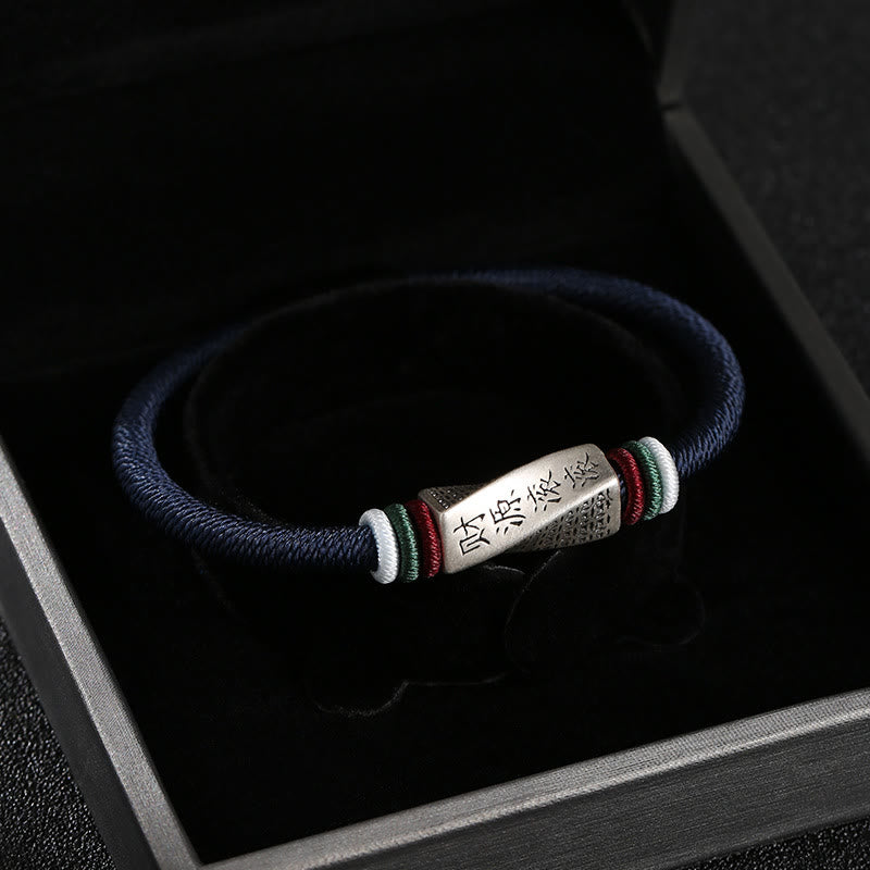 999 Sterling Silver Profits Pouring In From All Sides Handmade Blessing String Buckle Bracelet