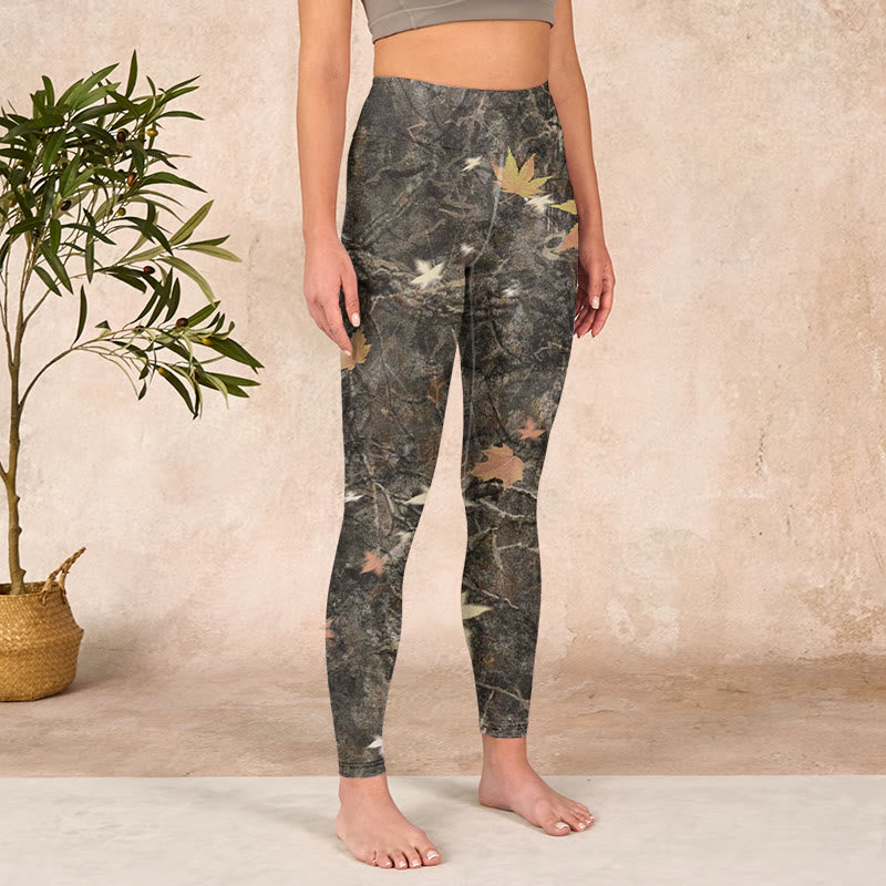 Maple Leaves Print Gym Leggings Women's Yoga Pants