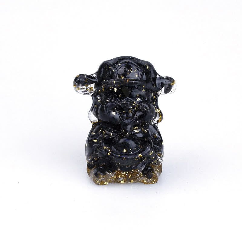 God of Wealth Amethyst Crystal Resin Energy Fortune Home Decoration
