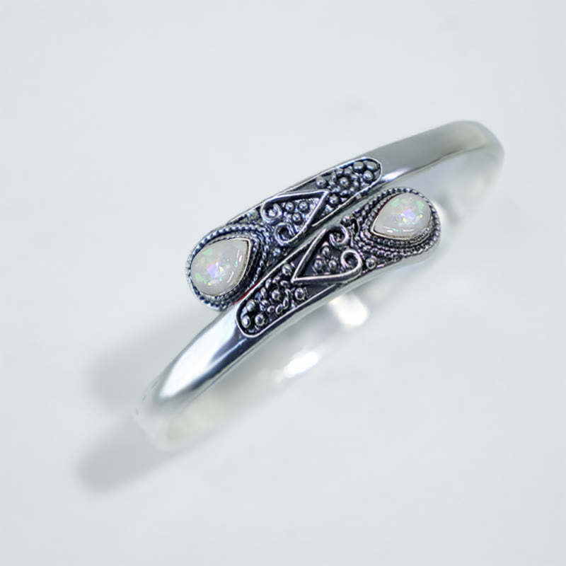 Zircon Water Drop Pattern Healing Cuff Bracelet Bangle