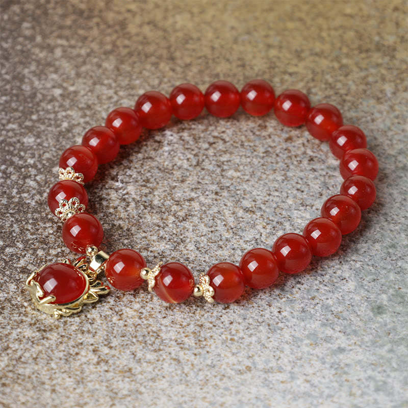 Year of the Dragon Red Agate Jade Peace Buckle Fu Character Success Bracelet (Extra 30% Off | USE CODE: FS30)
