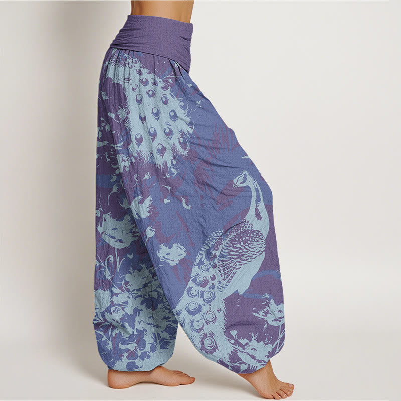 Casual Peacock Grassland Women's Elastic Waist Harem Pants