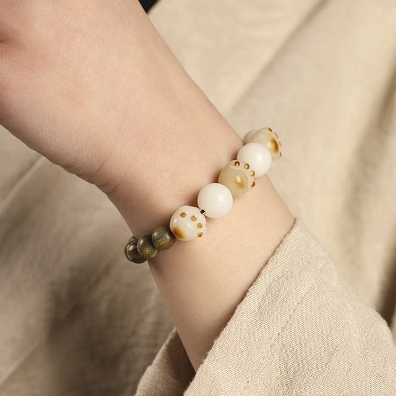 Natural Green Sandalwood Bodhi Seed Cat Paw Claw Cure Bracelet
