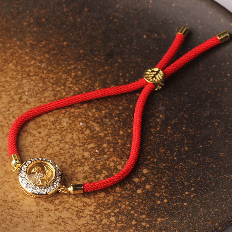 Copper Brass Feng Sheng Shui Qi Rotatable Windmill  Red String Faith Braided Bracelet