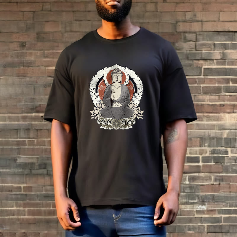 Meditating mystic zen Sitting With Lotus Pattern Tee T-shirt