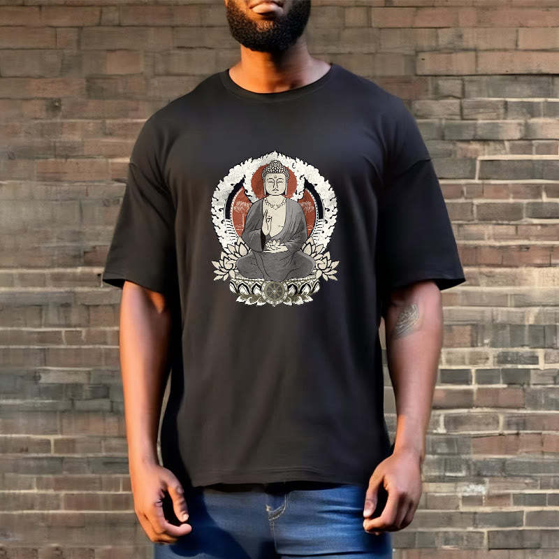 Meditating mystic zen Sitting With Lotus Pattern Tee T-shirt