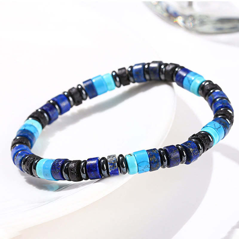 Hematite Turquoise Lazurite Lava Rock Black Glitter Stone Support Bracelet