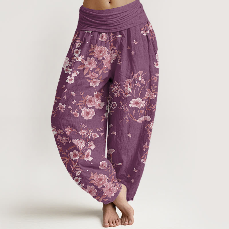 Summer Bohemian Floral Pattern Women's Elastic Waist Harem Pants