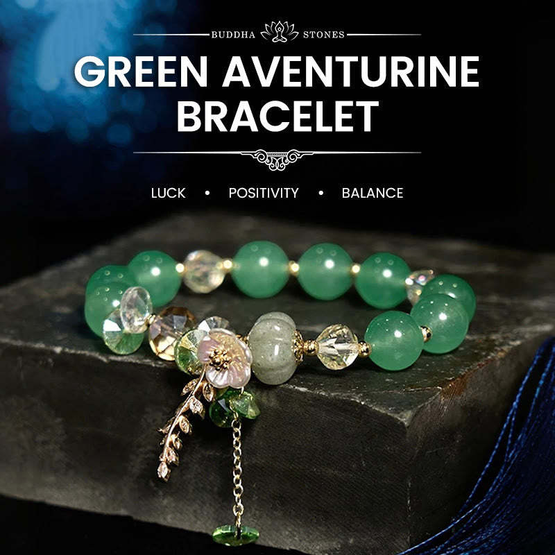 Blue Crystal Amethyst Sun Stone Green Aventurine Healing Bracelet