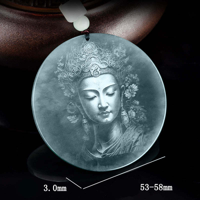 Kwan Yin Avalokitesvara Jade Abundance String Necklace Pendant