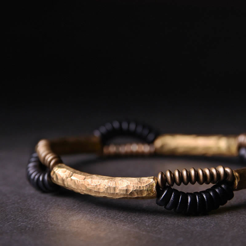 Vintage Ebony Wood Copper Luck Wealth Handmade Bracelet