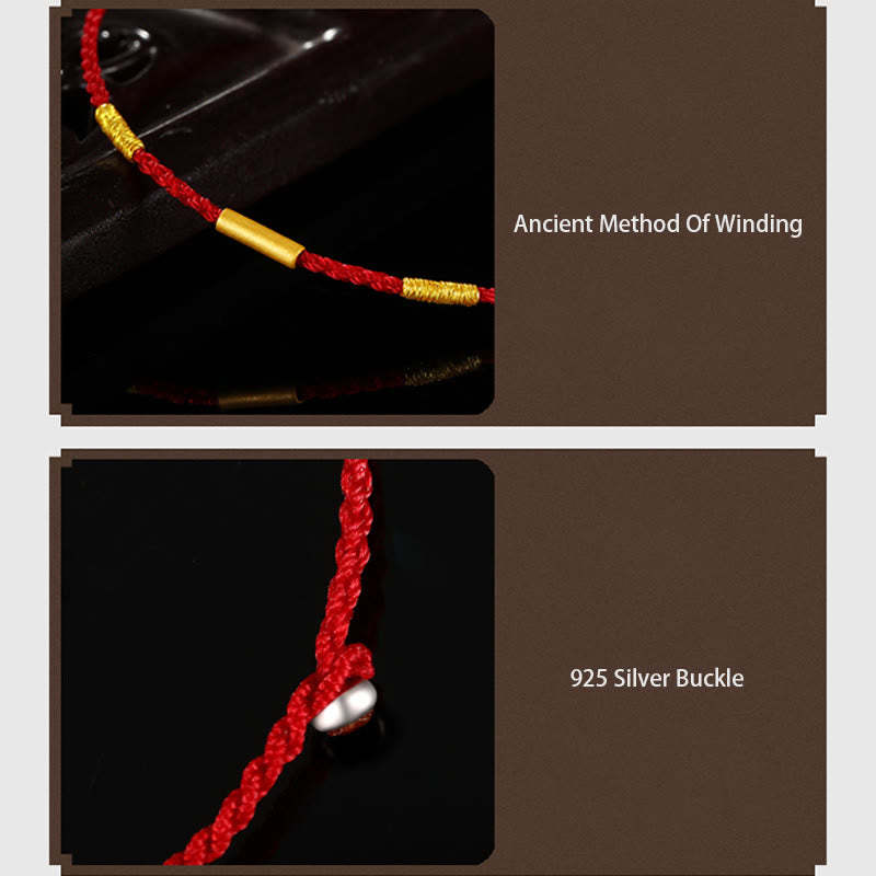 999 Gold Bead Handmade Four Thread Wishful Knots Braided Protection Bracelet