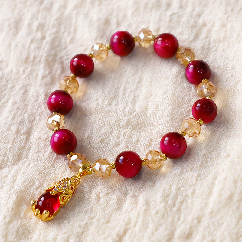 Red Tiger Eye PiXiu Fox Protection Self Confidence Bracelet