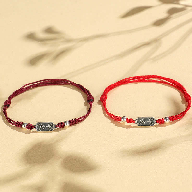 Handmade 925 Sterling Silver Peace And Joy Safe Well Protection Braided Bracelet