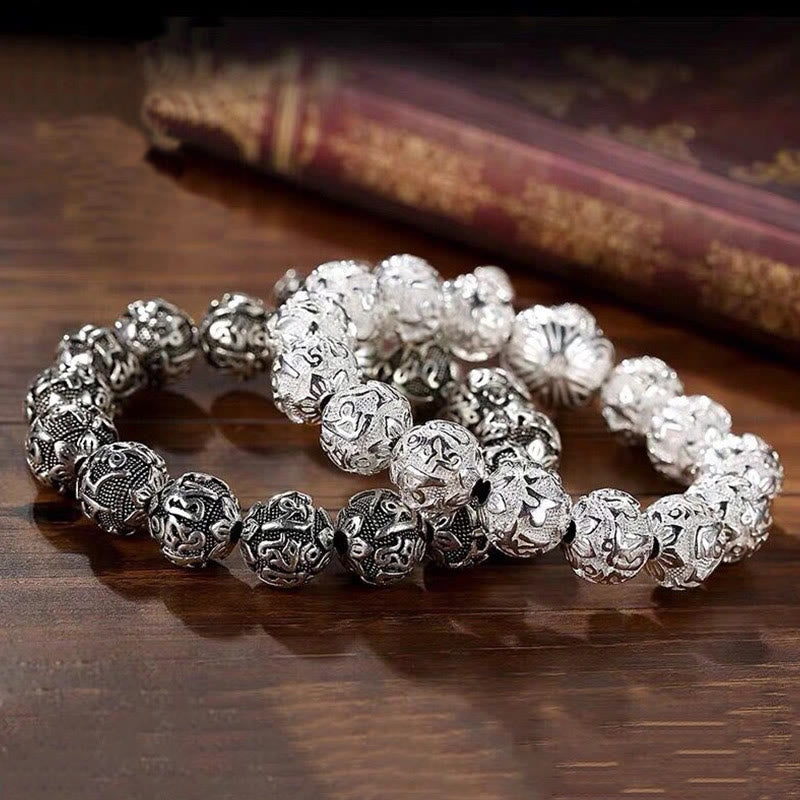Tibetan Om Mani Padme Hum Carved Alloy Beads Amulet Bracelet (Extra 35% Off | USE CODE: FS35)