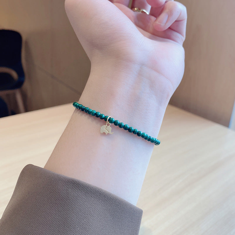 Natural Malachite Elephant Anti-Anxiety Charm Bracelet