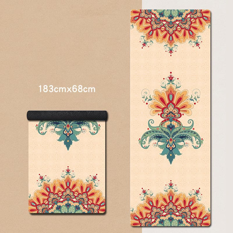 Tibetan Mandala Elephant Lotus Koi Fish Mindful Natural Rubber Yoga Mat Decoration