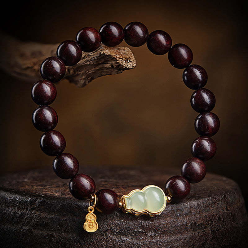 Small Leaf Red Sandalwood Gourd Jade Calm Relaxation Bracelet