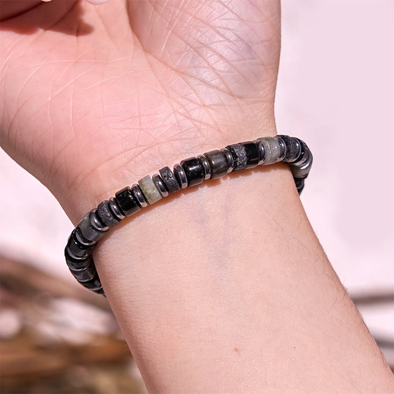 Hematite Turquoise Lazurite Lava Rock Black Glitter Stone Support Bracelet