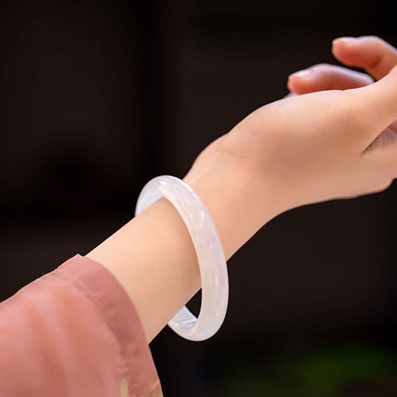 Natural Chalcedony Harmony Positive Bracelet Bangle