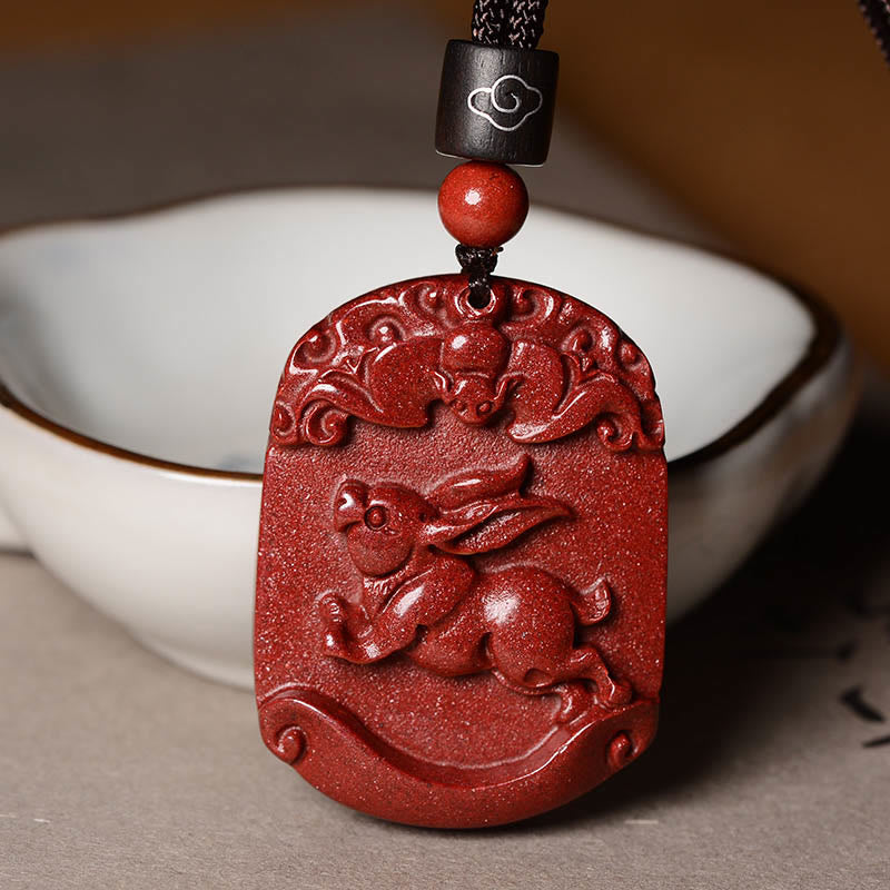 Chinese Zodiac Cinnabar Calm Concentration Necklace Pendant