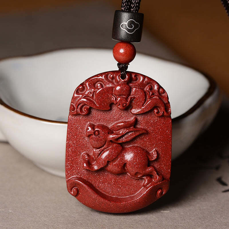 Chinese Zodiac Cinnabar Calm Concentration Necklace Pendant