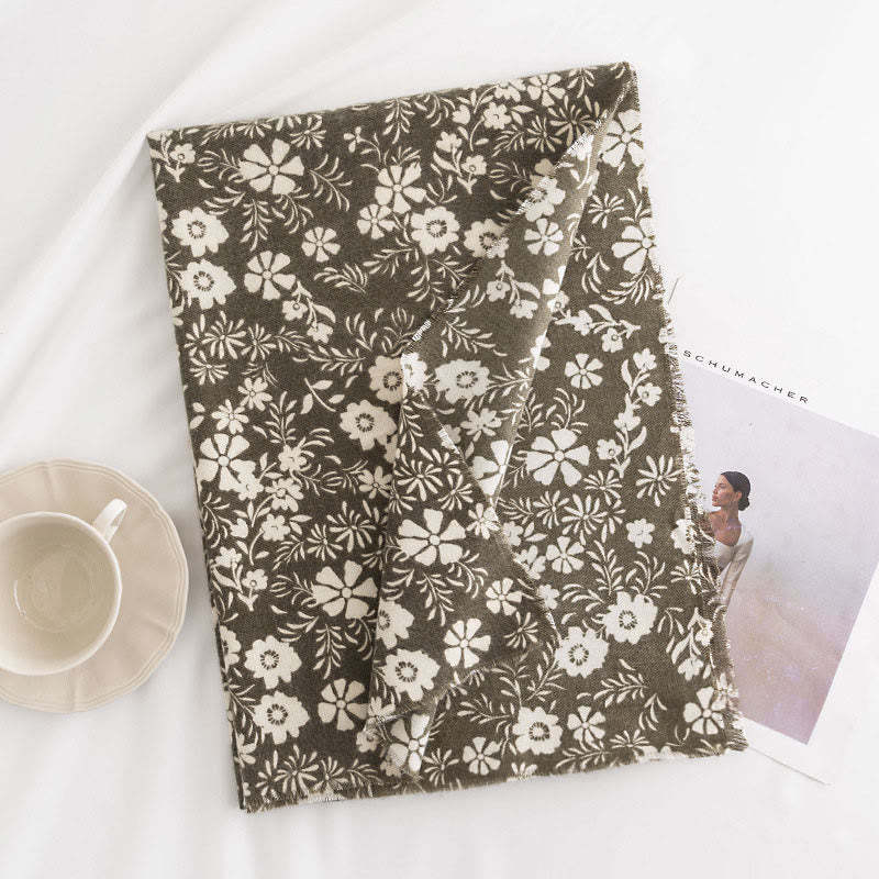 Tibetan Shawl Fresh Daisy Print Fall Winter Soft Warm Travel Scarf Wrap