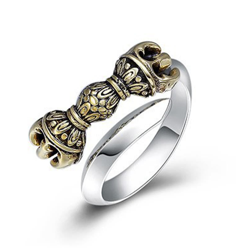 Tibetan Dorje Vajra Engraved Design Copper Luck Wealth Adjustable Ring