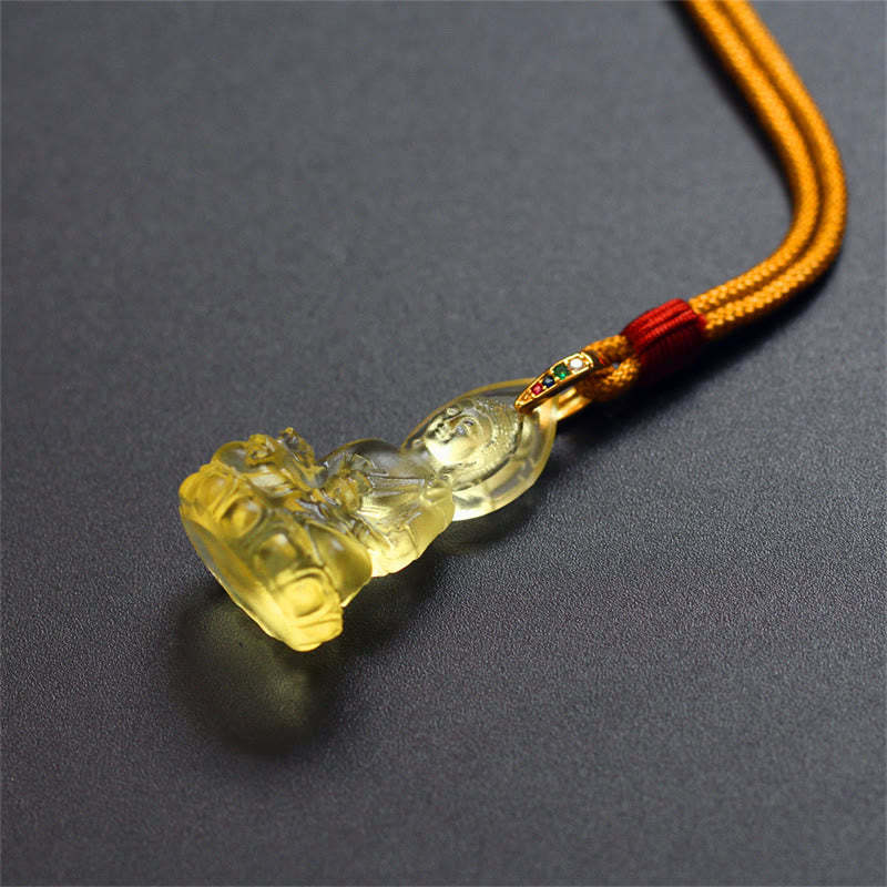 Blue Tathagata mystic zen Medicine mystic zen Liuli Crystal Serenity Amulet Necklace Pendant