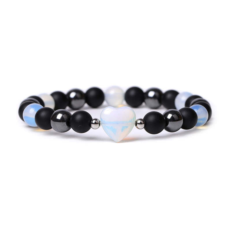 Black Onyx Tiger Eye Stone Crystal Love Heart Protection Bracelet