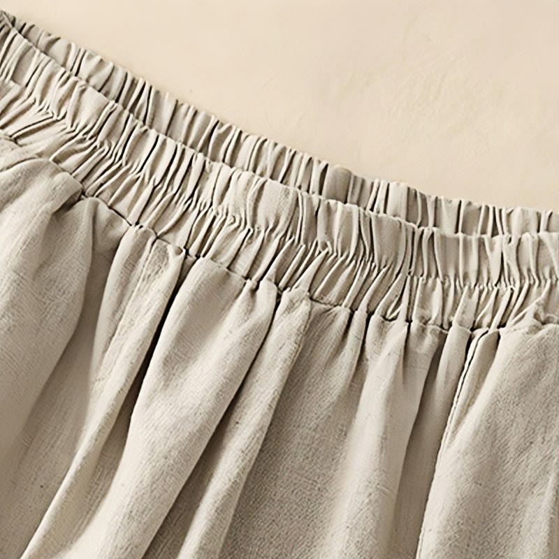 Casual Embroidery Patchwork Fabric 7-8 Length Cropped Pants Women's Cotton Harem Pants With Pockets