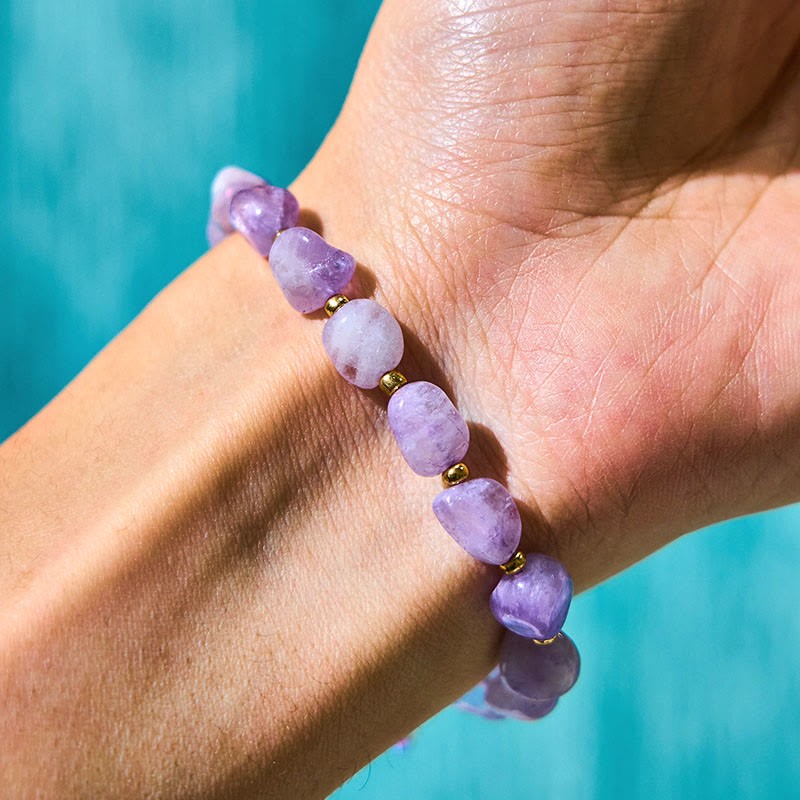 Irregular Shape Amethyst Braid String Balance Bracelet