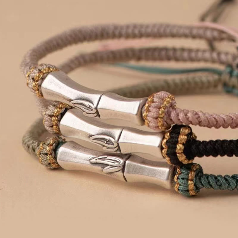 925 Sterling Silver Bamboo Protection Braided Bracelet