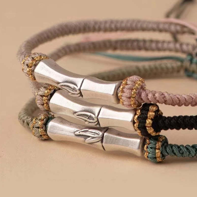 925 Sterling Silver Bamboo Protection Braided Bracelet