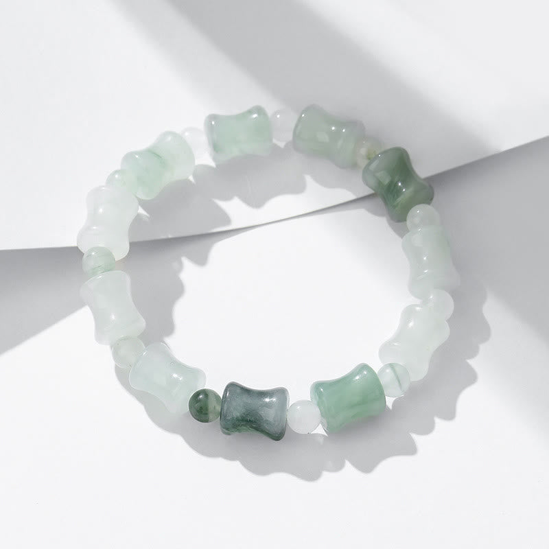 Jade Coconut Shell Bamboo Pattern Abundance Luck Bracelet