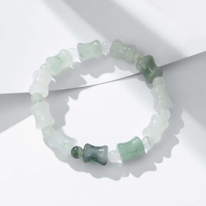 Jade Coconut Shell Bamboo Pattern Abundance Luck Bracelet