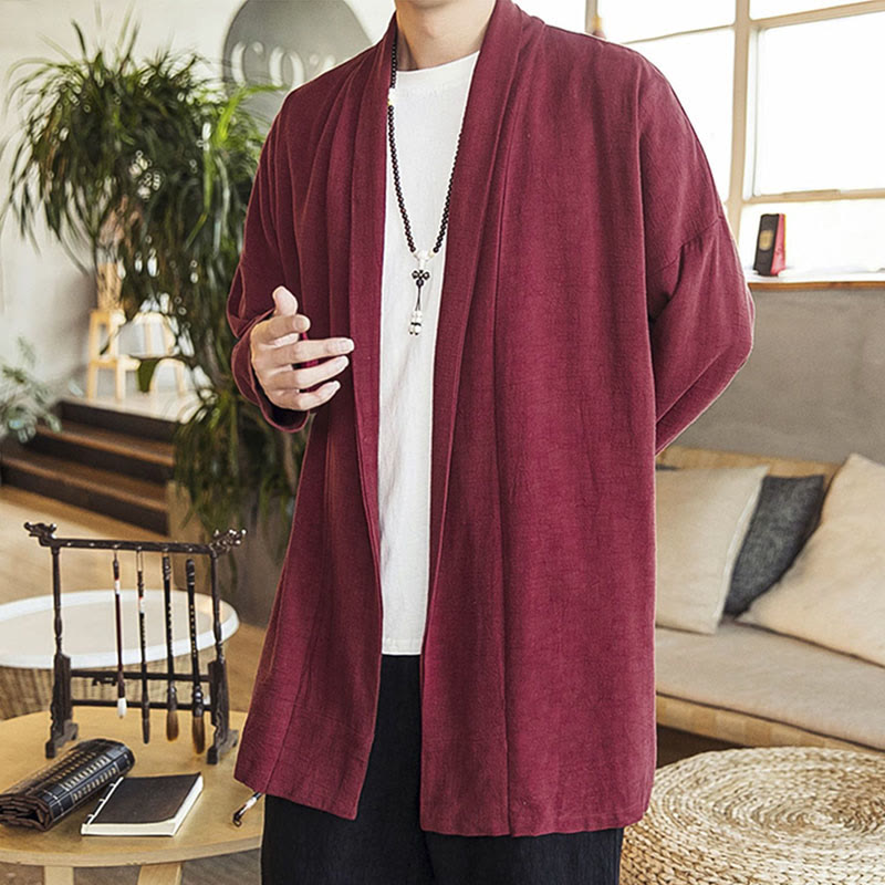 Fall Simple Casual Cotton Linen Men's Mid-length Coat Clothing
