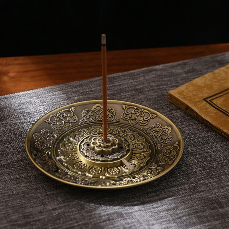 Lotus Dragon Phoenix Eight Auspicious Symbols Zinc Alloy Incense Stick Holder Healing Incense Burner Decoration