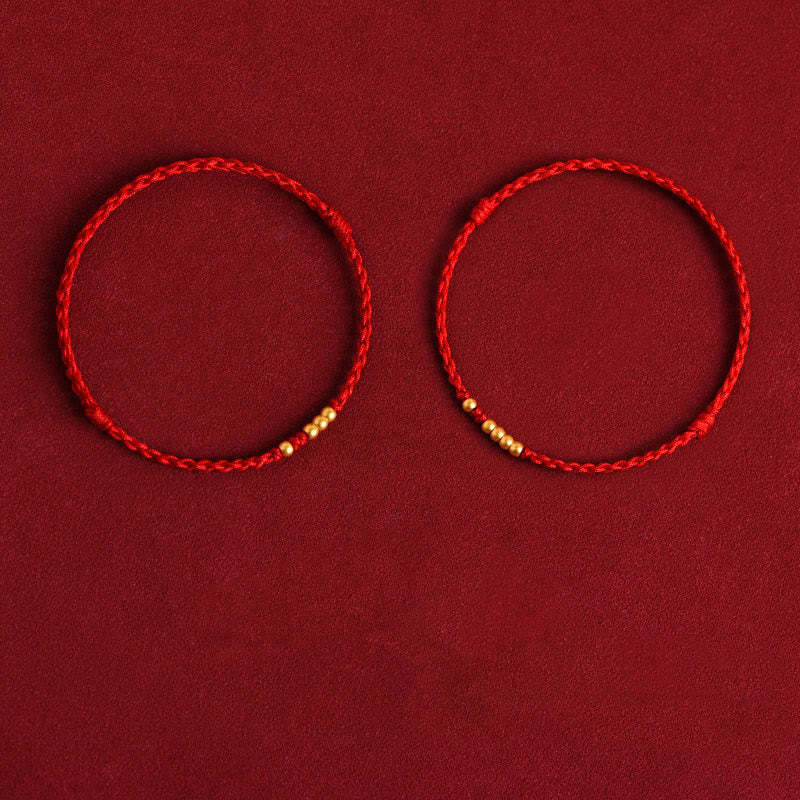 999 Gold Beads Luck Braided Protection Couple Bracelet
