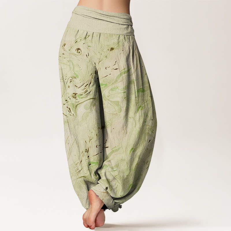 Flow Wind Pattern Women's Elastic Waist Harem Pants