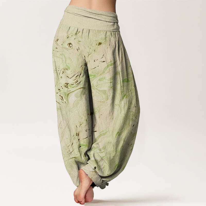 Flow Wind Pattern Women's Elastic Waist Harem Pants