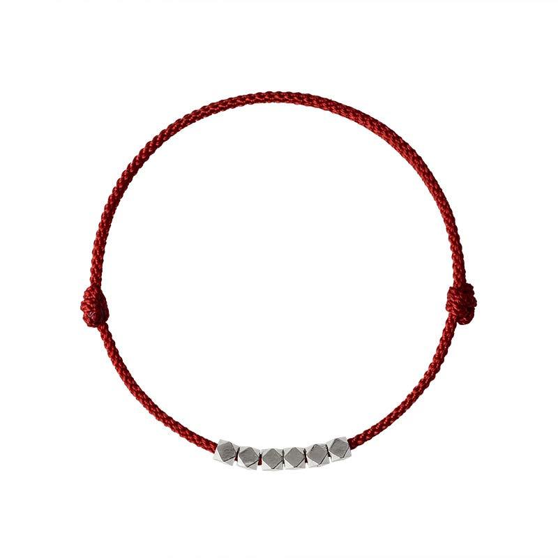 925 Sterling Silver Red String Braid Bracelet Anklet