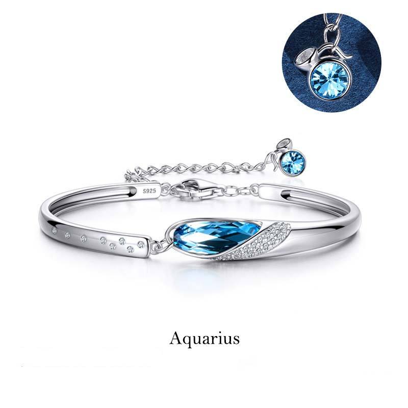 925 Silver Plated Copper 12 Constellations of the Zodiac Charm Bracelet