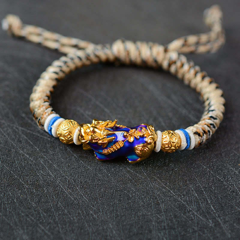 Feng Shui PiXiu Color Change Copper Coin Beads Wealth String Bracelet