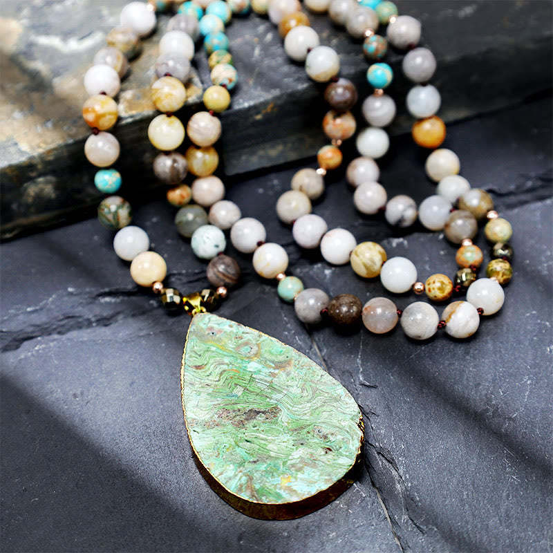 Natural Ocean Picasso Jasper Beaded Healing Neckace