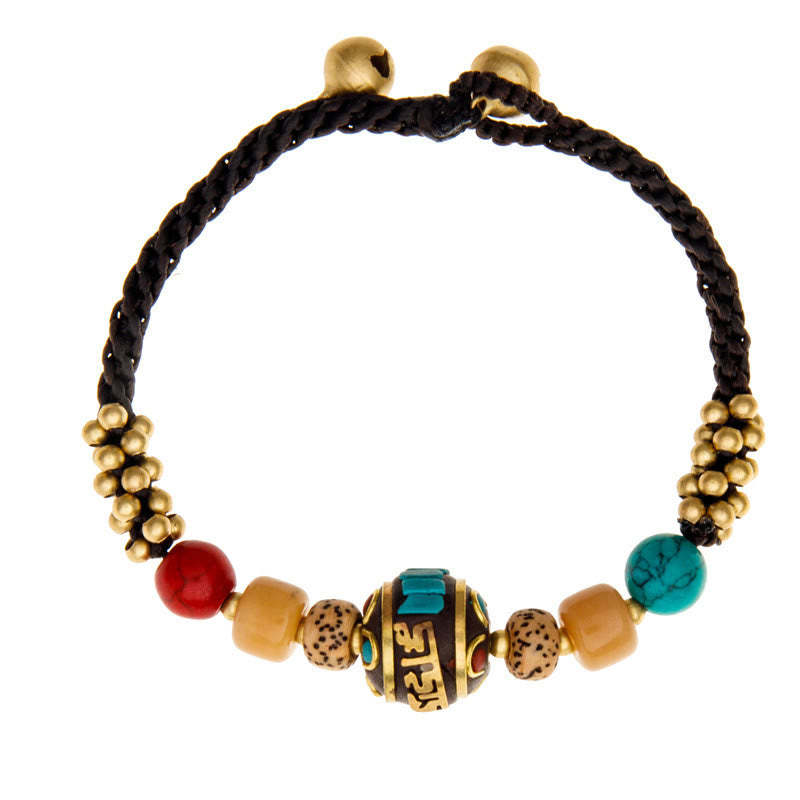 Tibetan Turquoise Om Mani Padme Hum Protection Strength Bracelet